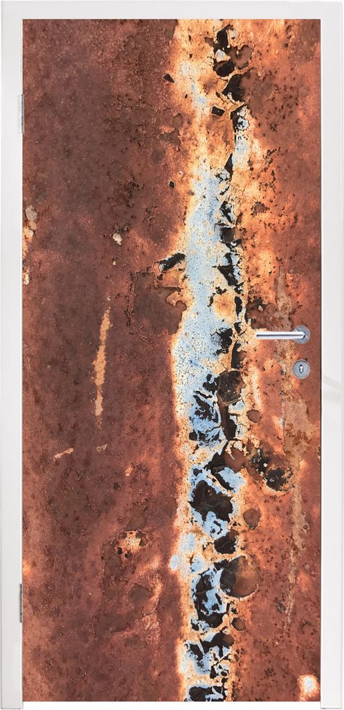 MuchoWow Türtapete Selbstklebende Türfolie Platte - Stahl - Rost 95x235 cm Türposter Türaufkleber Klebefolie Türklebefolie - XXL-Poster - T...