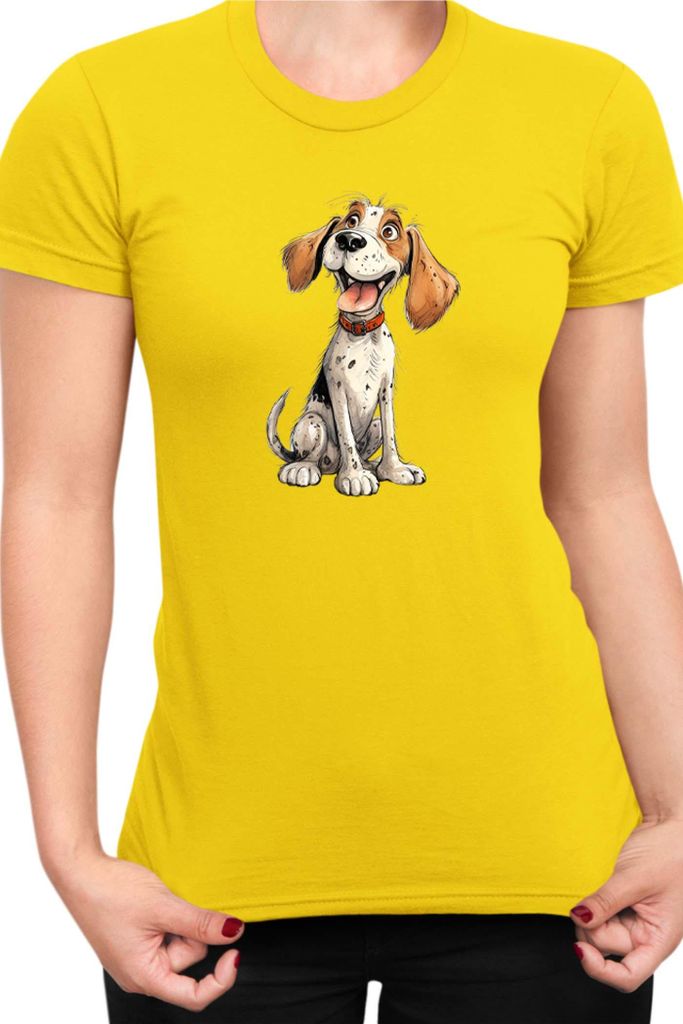 Damen T-Shirt Funny Dogs Breeds Beagle Dog Breed 010, Lady 2XL / Gelb