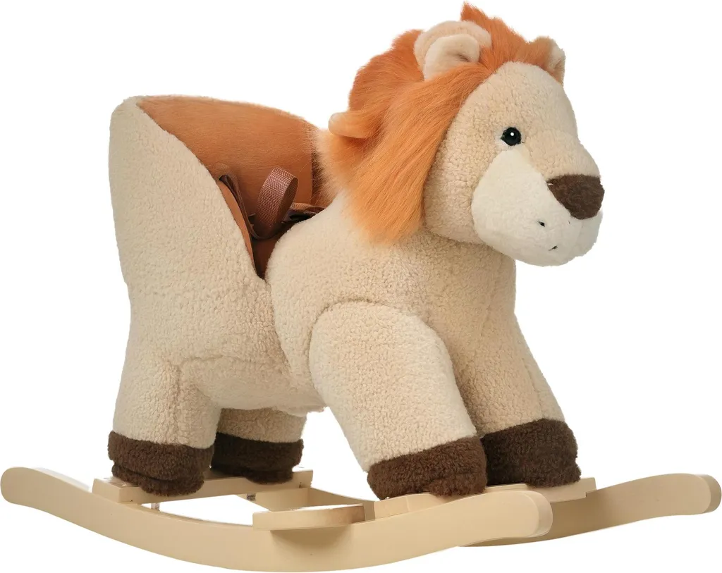 Jouet à Bascule en Forme de Lion Marron avec Selle Confort et Musique