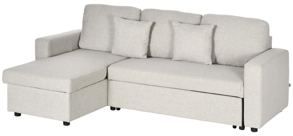 HOMCOM Ecksofa mit Bettfunktion, Eckcouch inklusive 2er-Sitz Sofa, Einzelbett
