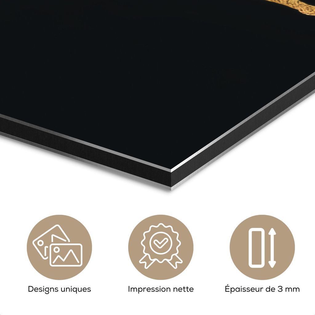MuchoWow Wanddekoration Metall Metallbild Wandkunst 60x80 cm Äste - Blätter - Schwarz MuchoWow Aluminium Gemälde - Wanddekoration Metall