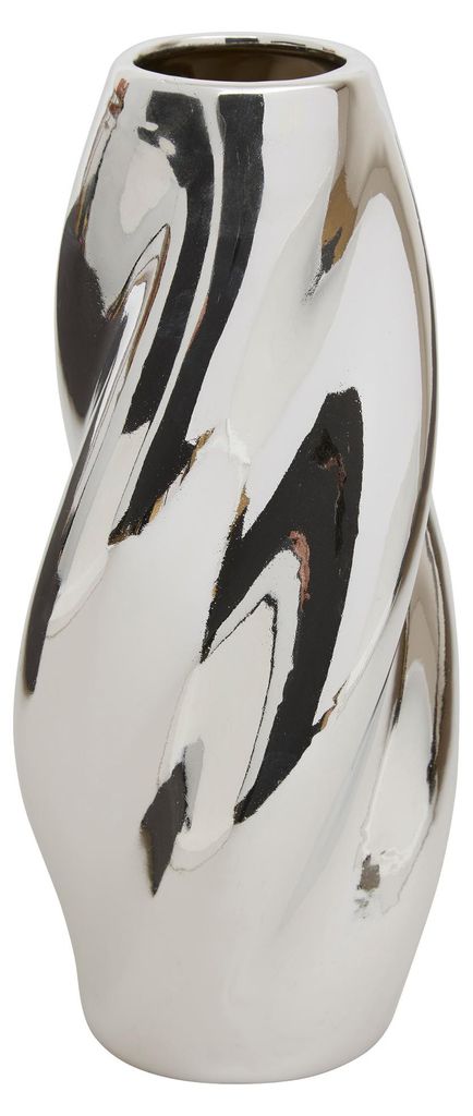 Blumenvase Silver Sky - silber - Keramik - D11 x H28 cm - Produktbild 