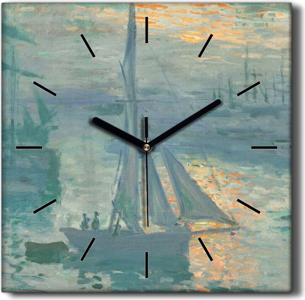 Coloray Hodiny Unikátní 30x30 cm Tiché hodiny Pro obývací pokoj a kuchyň Nástěnné hodiny Plátno Černé ručičky hodin - Námořní minc...