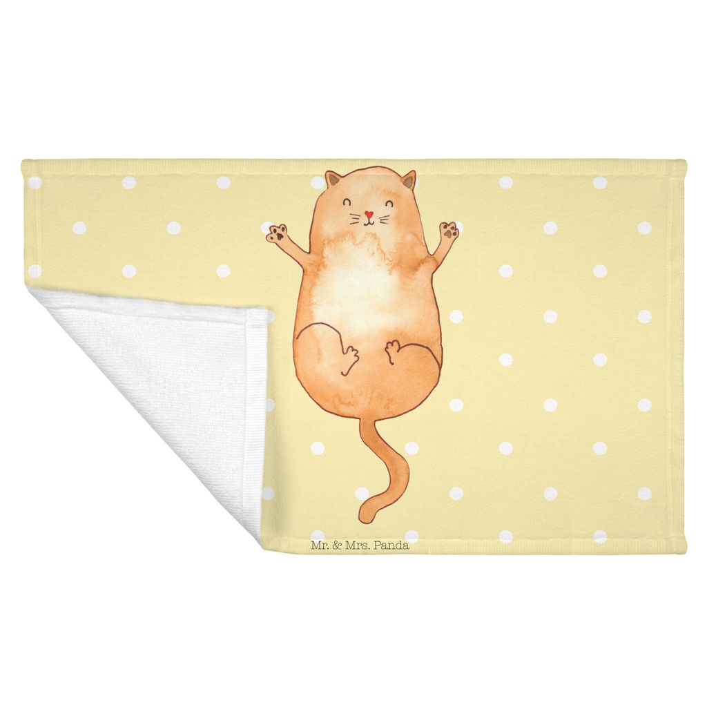Mr. & Mrs. Panda Handtuch Katze Umarmen - Gelb Pastell - Geschenk, Cat, Cats, 100x50, Flauschtuch, Baumwollhandtuch, 50x100, Liebe, kleines, Kater,...