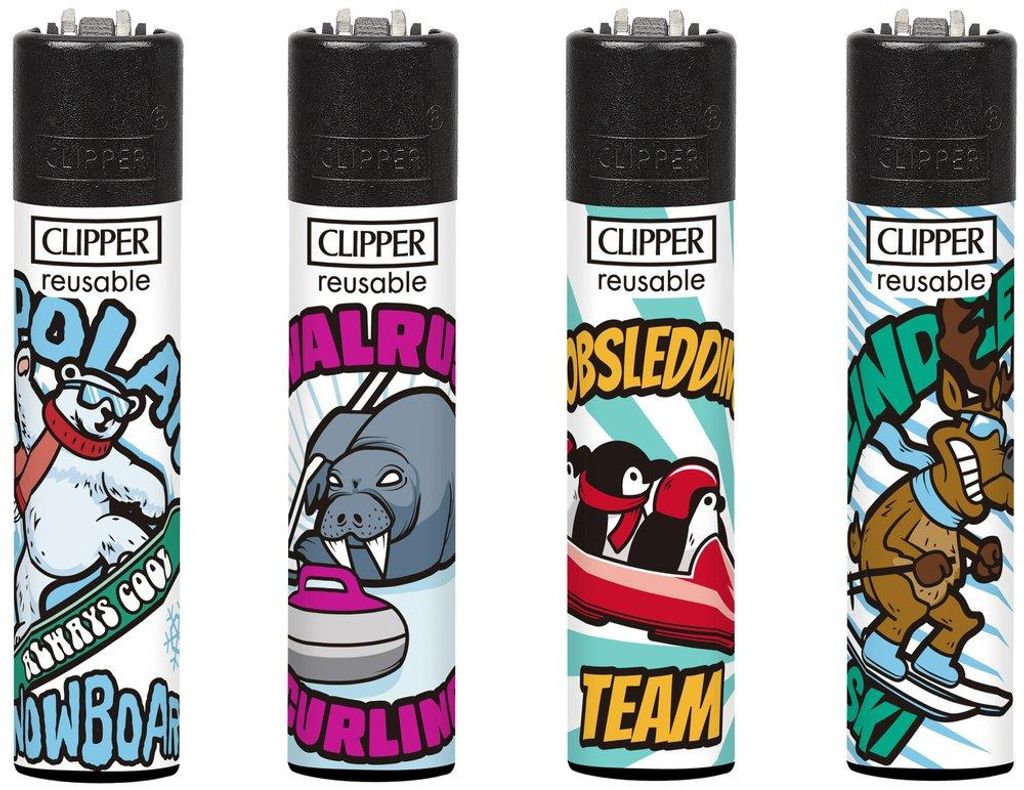 Clipper Feuerzeug 4er Set Winter Sports 4