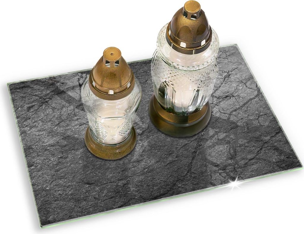 Glas Grabkerzen Untersetzer Motiv Gummifüße - 80x52 cm - Produktbild 