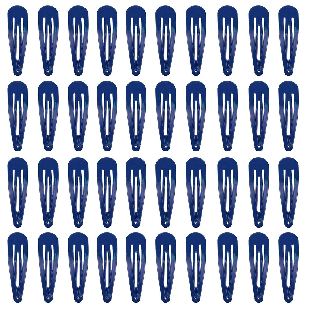 Barrettes Clic-Clac Métal 5cm Bleu - Lot de 40 Pinces Cheveux Haute Fixation