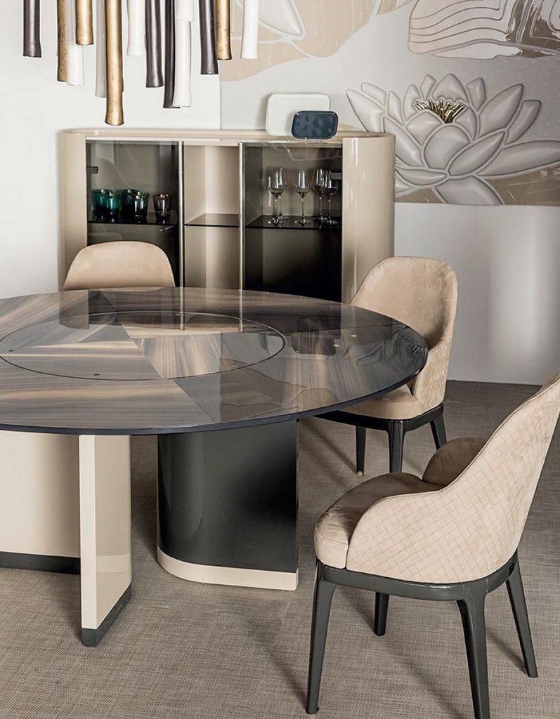 Esszimmer Küchentisch Esstisch Stühle Esstisch Glas Design Vitrine Neu 5 tlg.