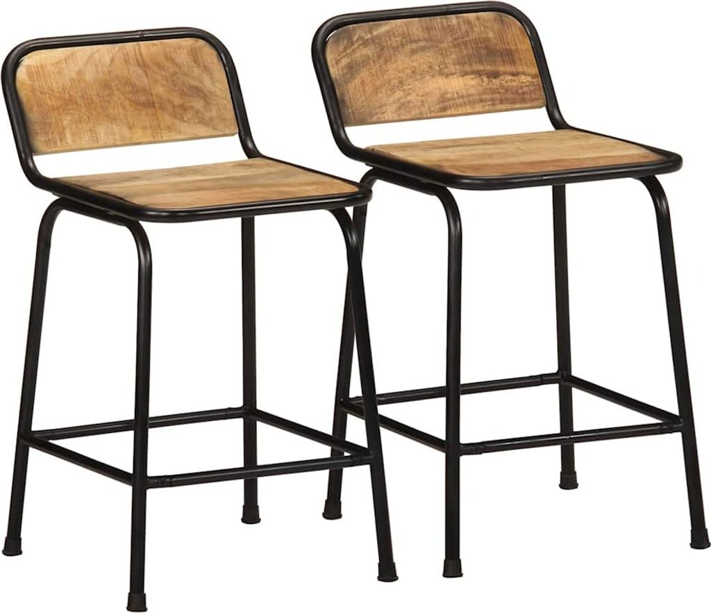 Barhocker 2 Stk. 46x35,5x70 cm Raues Mango Massivholz