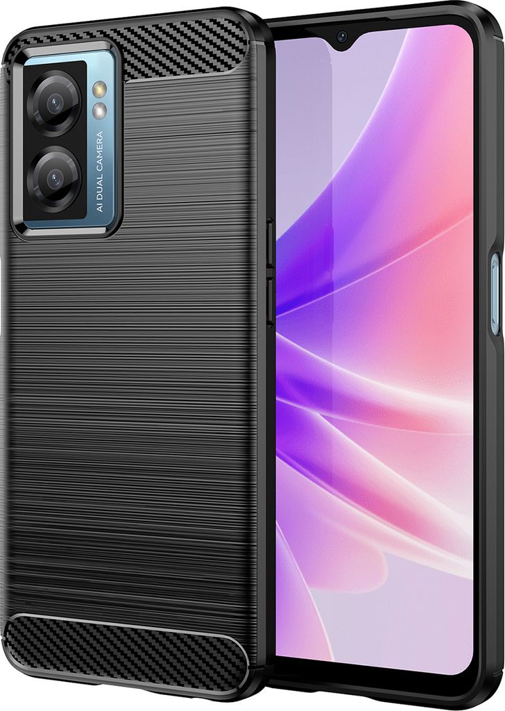OnePlus Nord N20 SE Hülle, Carbon-Faser TPU Silikon Stoßfest Schutzhülle für OnePlus Nord N20 SE Schwarz