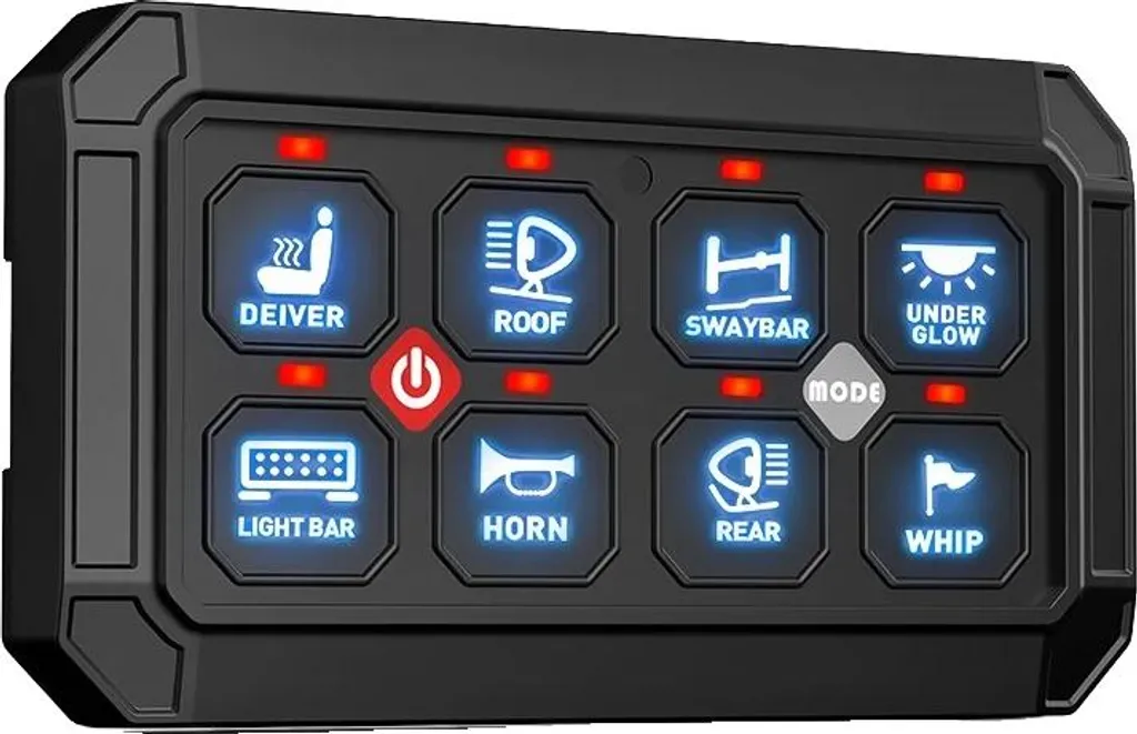 Panneau d'interrupteurs 8 vitesses personnalisable pour tableau de bord