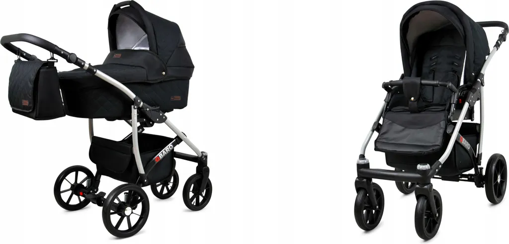 Poussette BabyLux Qbaro Onyx Look Noir Chic et Roues Tout-Terrain