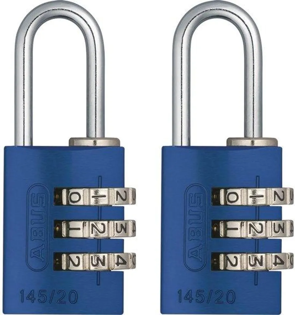Cadenas de voyage niveau 3 en aluminium bleu, pack de 2 avec code secret