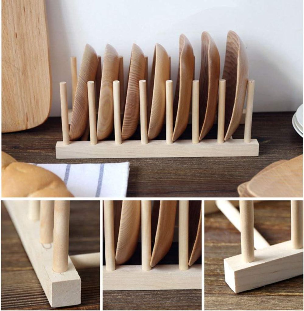 Küchenschalenregal - Holzorganisator - Multifunktional - 1 Stück - Natürliches Holz