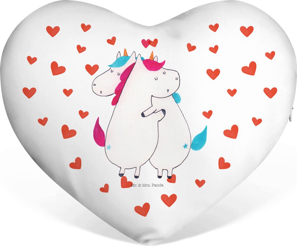 Mr. & Mrs. Panda Sofakissen Einhorn Mitteilung - Weiß - Geschenk, dekoartikel, Valentinstag, Dekokissen, Liebeskissen, Einhörner, Liebe, Kuschelk...