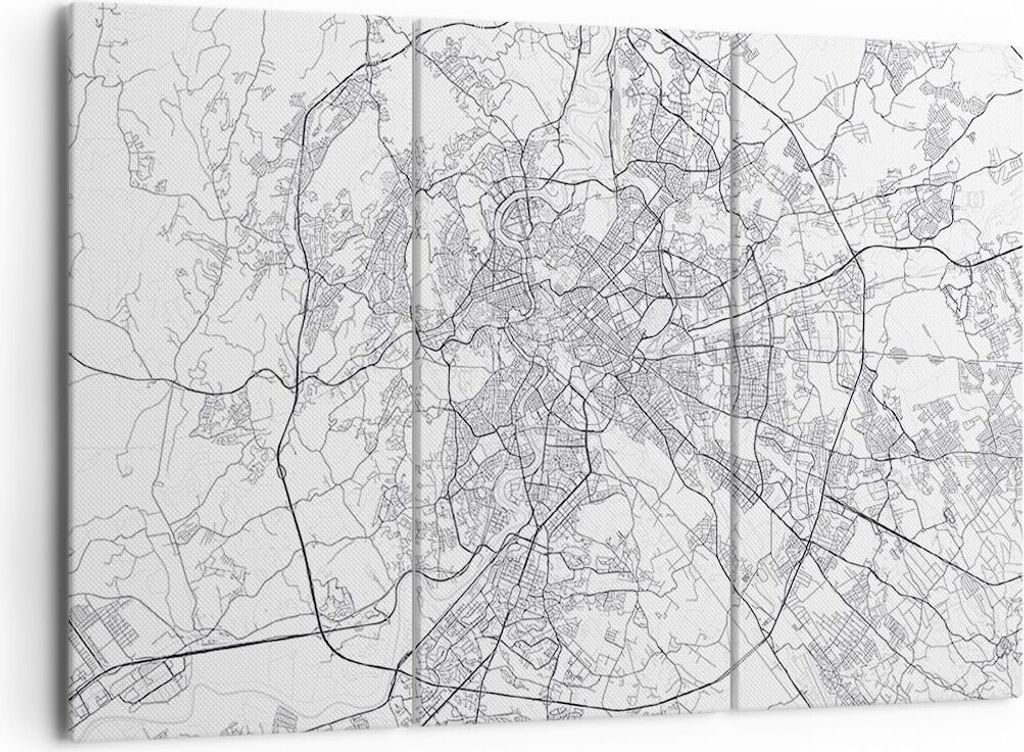 Bild auf Leinwand - Leinwandbild - 3 Teile - Stadt Karte Rom - 165x110cm - Wand Bild - Wanddeko - Wandbilder - Leinwanddruck - Bilder - Wanddekorat...
