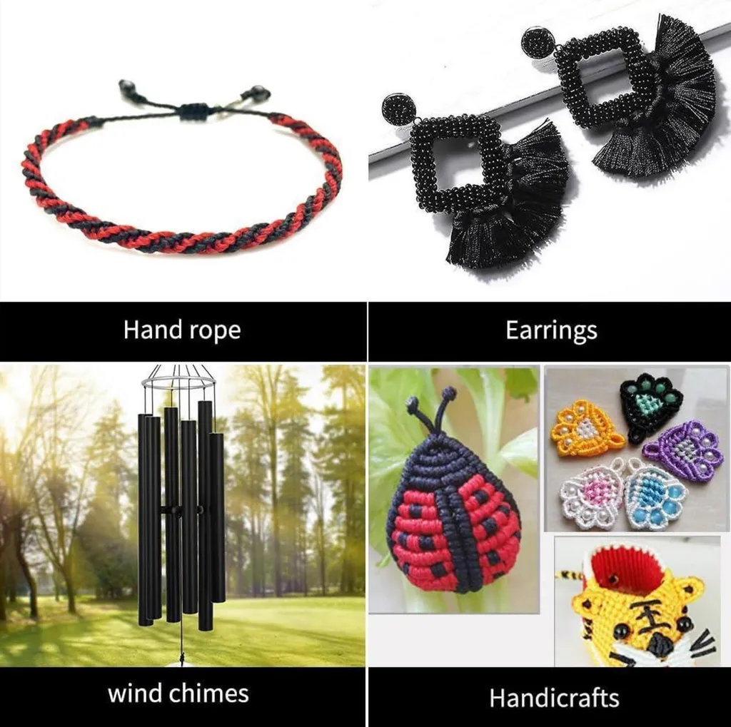 Fil macramé noir 1mm pour création de bracelets et colliers faits main - 5