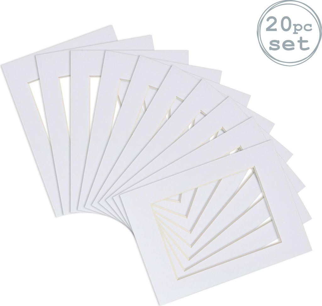 Nicola Spring 20pc Bild Photo Mounts Set - To Fit Frame-Größe 8 x 10" für Bildgröße 5 x 7" - White