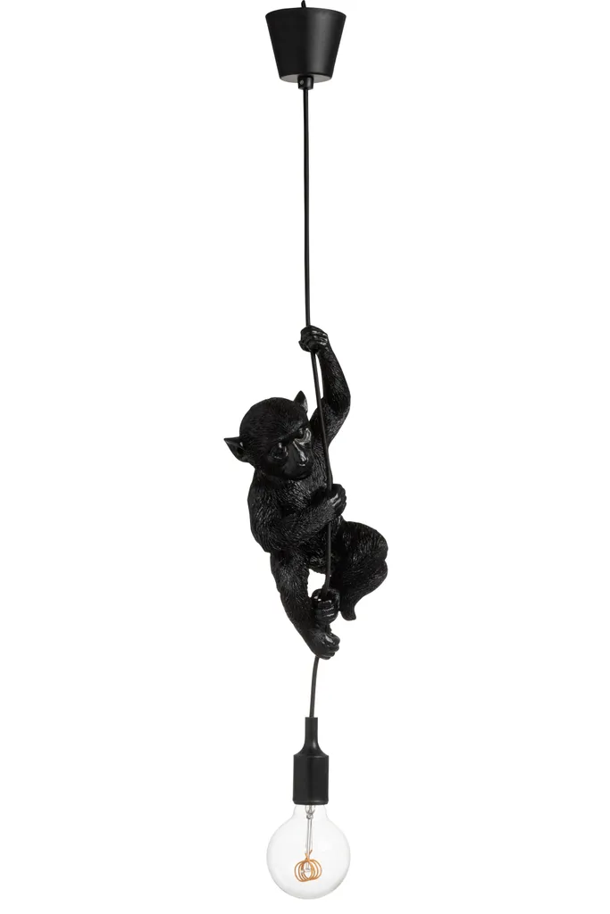 J-Line Lampe Singe Suspendu Poly Noir - Luminaire Original Design Déco