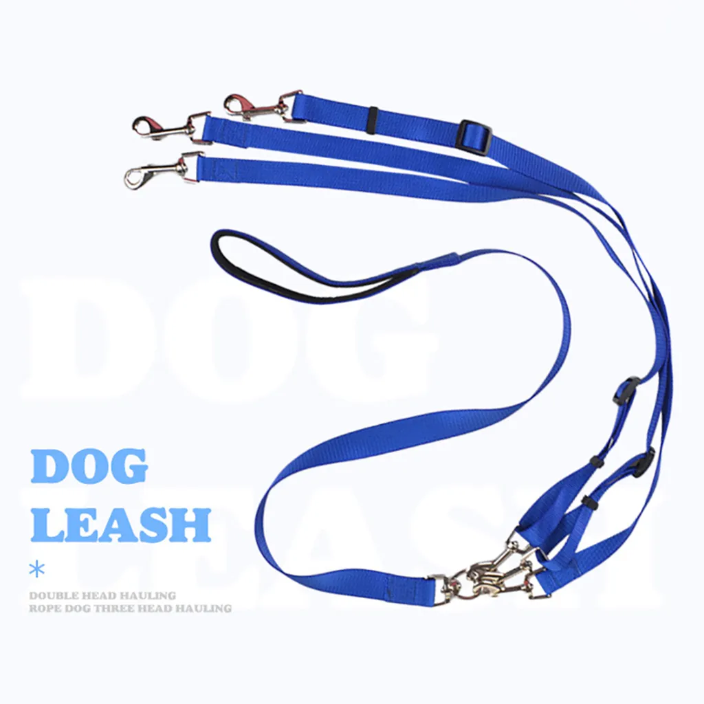 Offerta Guinzaglio Triplo Cani Nylon Blu | Resistente e Regolabile - 3