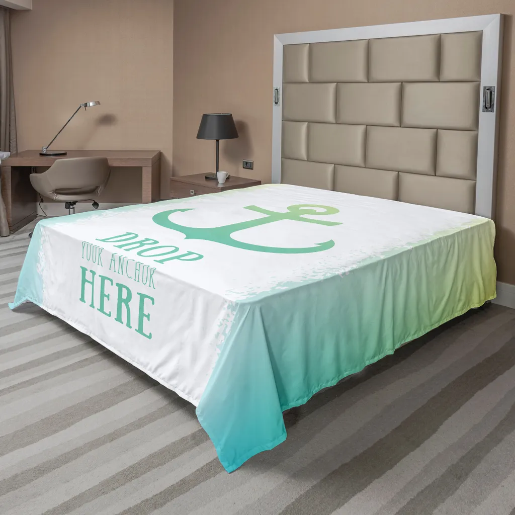 Drap de Lit Anti-Plis et Ultra Doux Motif Ancre pour un Sommeil Stable