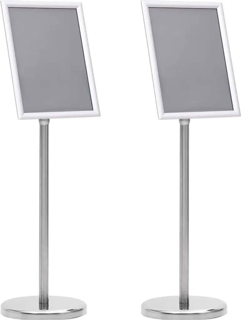 Set 2 Porta Poster Argento 32,5x24x78 cm in Lega di Alluminio Robusto