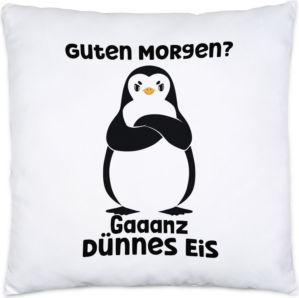 Guten Morgen? Gaaanz Dünnes Eis Kissen Morning Langschläfer Schlafmütze Pinguin Morgenmuffel