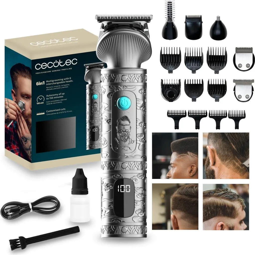 Taille de barbe précise avec la tondeuse Cecotec Samurai Profiling Noir