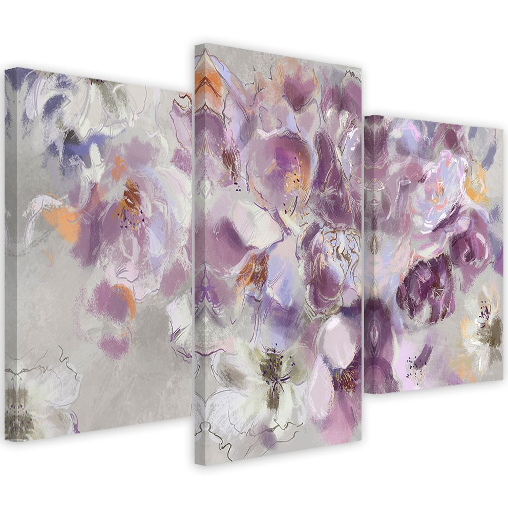 Triptychon auf leinwand schwertlilienblüte 150x100 cm Feeby rosa wandbild bereit zum aufhängen