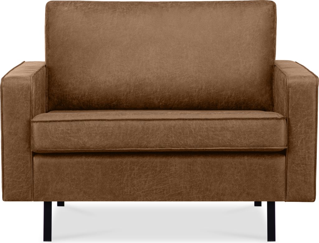 KONSIMO Breiter Sessel mit Armlehnen 1,5-Sitzer XL "INVIA", Braun, Lederoptik-Stoff, Vintage, 116x87x98cm