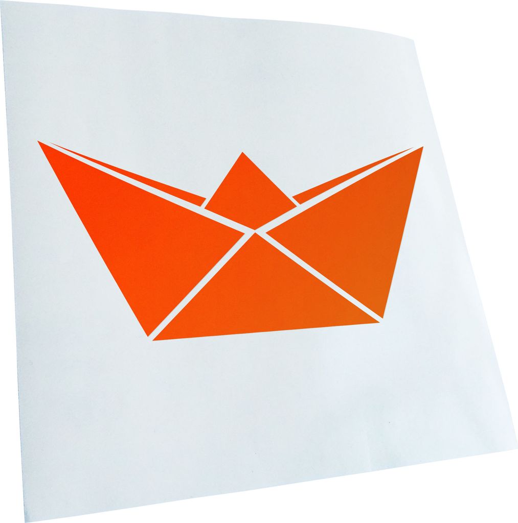 Kiwistar - Autoaufkleber - Papierfalten Schiffchen - Neonorange - 50x23cm - Aufkleber für Auto, Laptop, Fahrrad, LKW, Motorrad mehrfarbig JDM Deca...