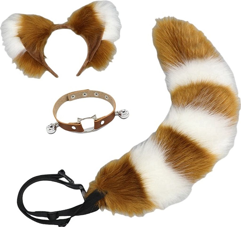INF Handgefertigtes Set mit Fuchsohren und -schwanz, Cosplay-Accessoires Weiß