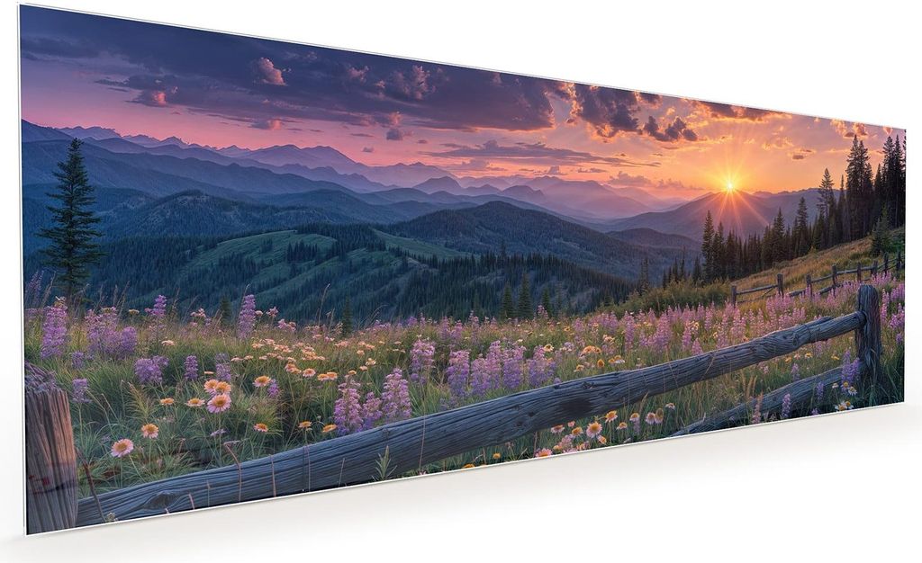 Küchenrückwand Spritzschutz Glas mit Motiv Sonnenuntergang Wiese 40 x 40 cm