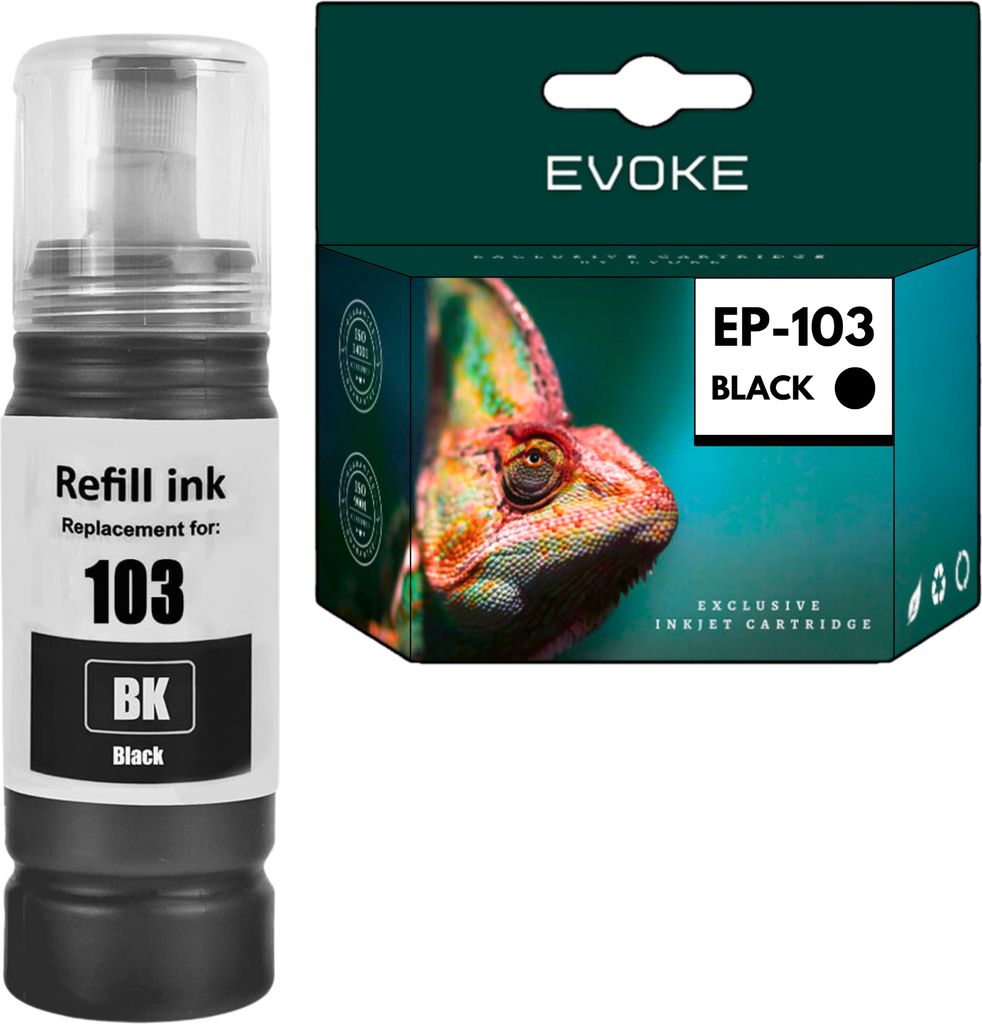 Druckerpatronen Tintenpatrone für Epson 103 Schwarz 70 ml | Ersatz für EcoTank L3251 L3250 L3150 L3151 L3260 L3256