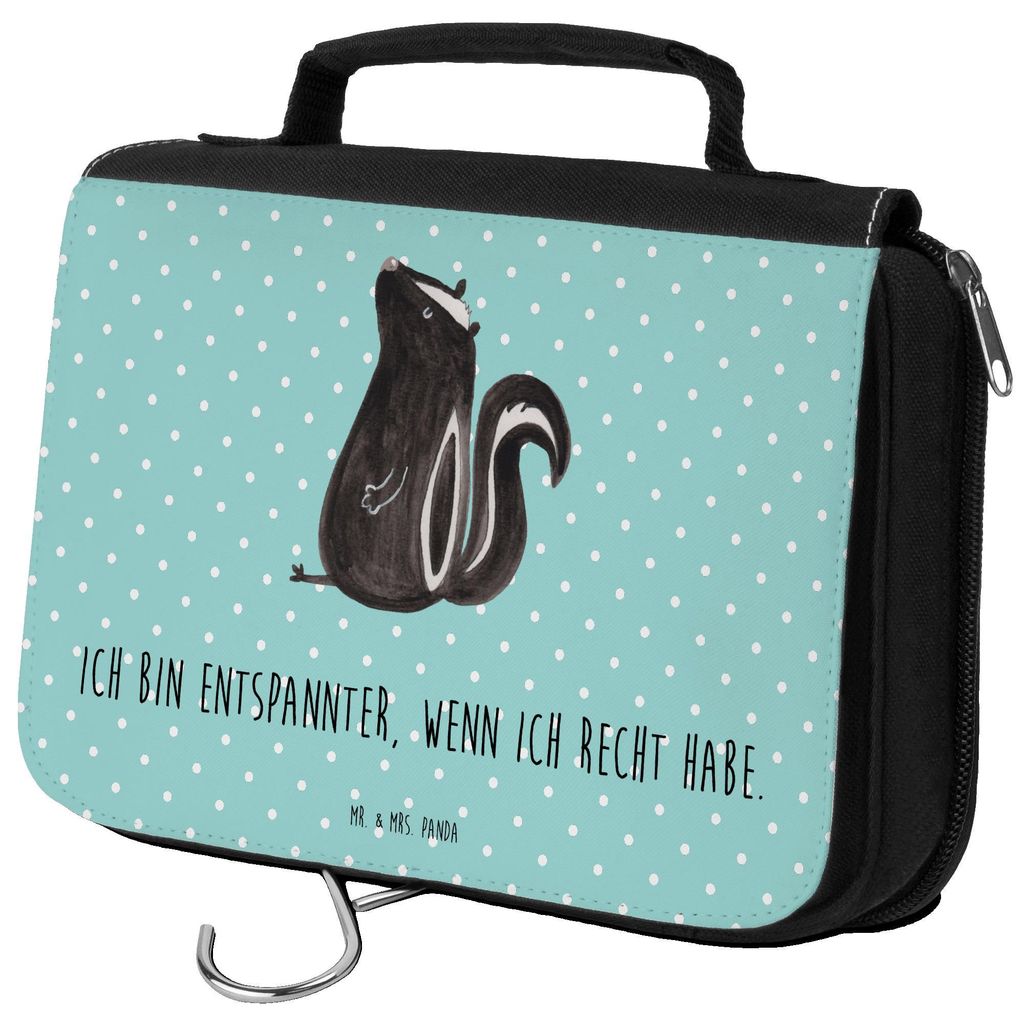 Mr. & Mrs. Panda Kulturbeutel Stinktier Sitzen - Türkis Pastell - Geschenk, Skunk, beauty case, Make-Up Tasche, Büro, Wildtier, Recht, Raubtier, ...