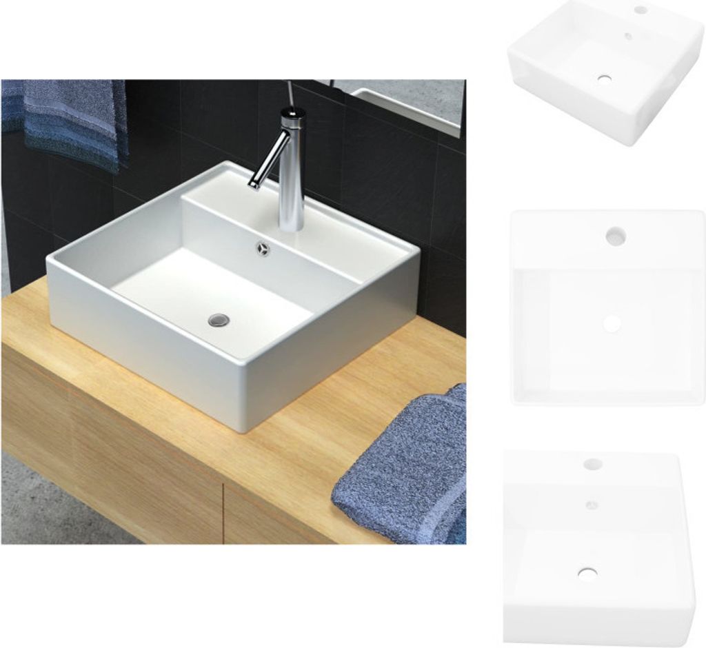 Waschbecken Keramikspülen Überlauf Hahnloch 41 x 41 cm - Badezimmer-Waschbecken