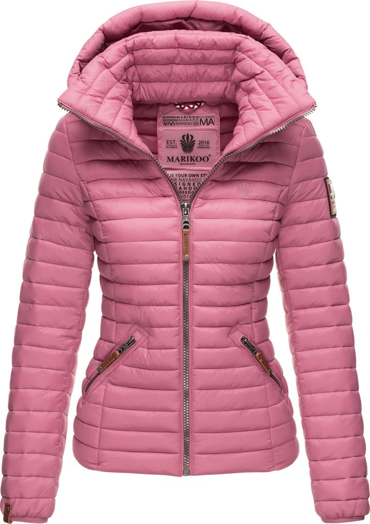 Marikoo Damen Jacke Übergangsjacke Steppjacke Kapuze Löwenbaby Dunkelrosa Gr. 34 - XS