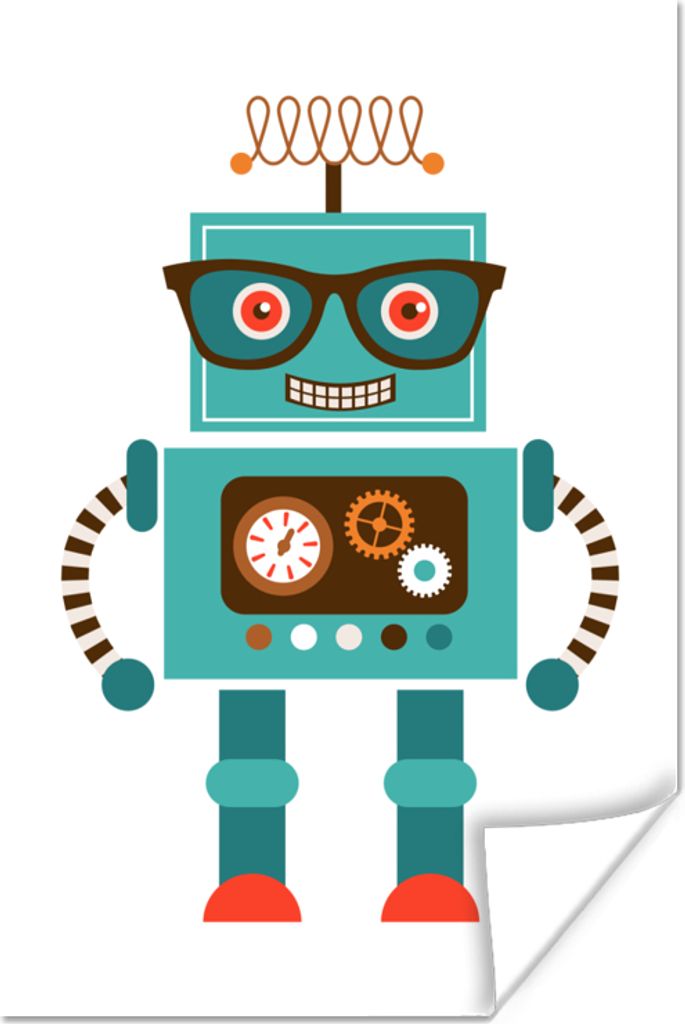 MuchoWow Poster Roboter - Schutzbrille - Zahnräder - Gesicht - Jungen - Kinder 120x180 cm - Kunstposter