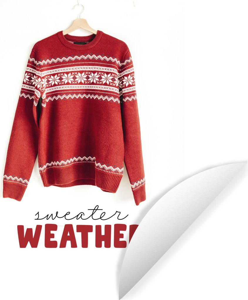 MuchoWow Runde Wandtattoo - Wandsticker Tapete Aufkleber Weihnachten - Pullover - Winter Ø 30 cm Selbstklebend und Repositionierbar - Wandaufkle...