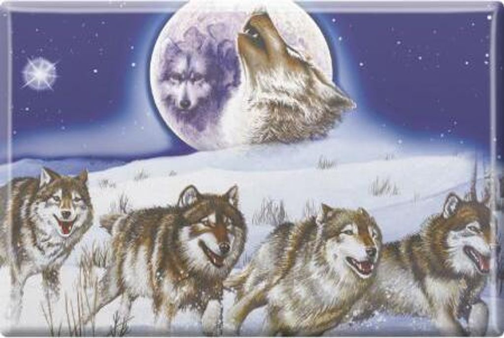 TIERMAGNET - Wölfe Wolfsrudel - Gr. ca. 8 x 5,5 cm - 38433 - Küchenmagnet