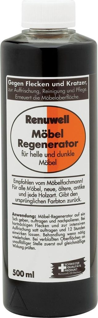 RENUWELL | 0,50 L | Möbel Regenerator, Bodenpflegemittel, Reiniger Auffrischer Pfleger, Tiefenwirkung gegen Flecken Kratzer, für alle Lackoberfl...