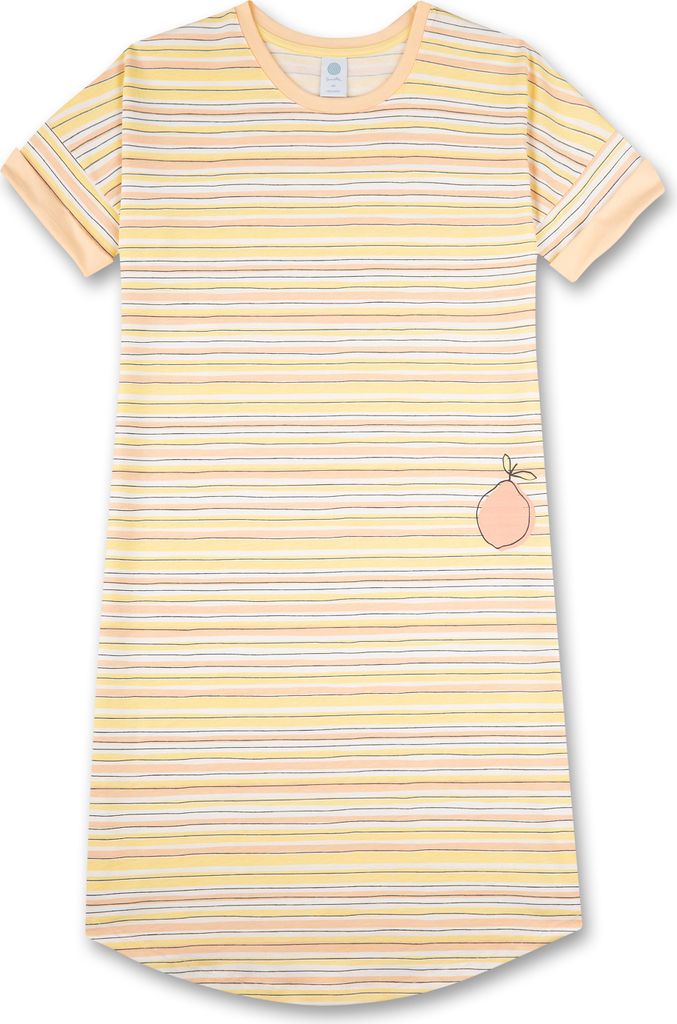 Sanetta Mädchen Sleepshirt Nachthemd Kurzarm Bio Baumwolle Gelb Ringel
