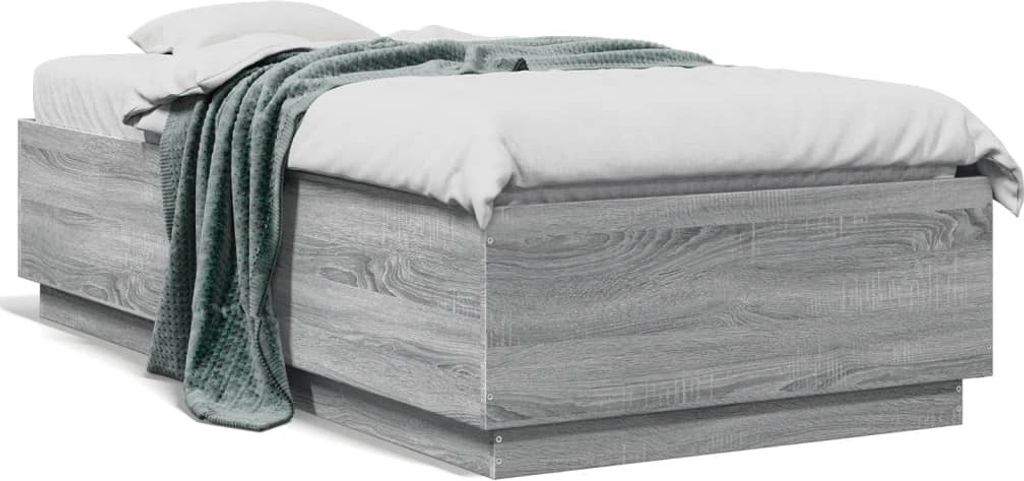 Maison Exclusive - Bettgestell mit LED Grau Sonoma 75x190 cm Holzwerkstoff