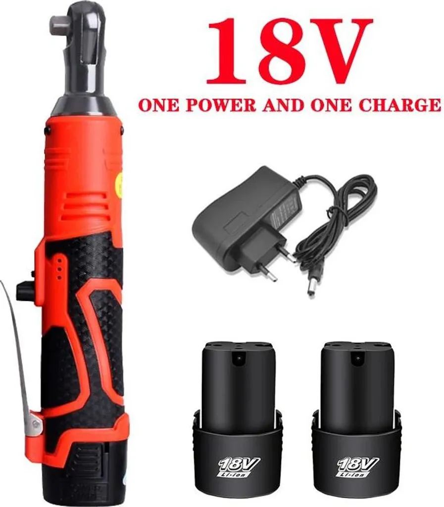 Chiave a Cricchetto a Batteria 18V 3/8'' | 2 Batterie Incluse - Rosso