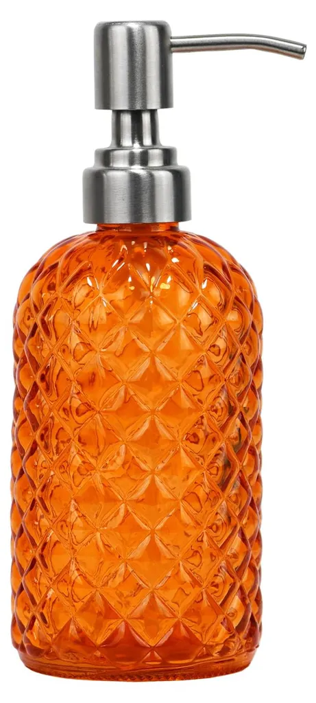 Distributeur savon verre à motif losanges et pompe inox anti-corrosion