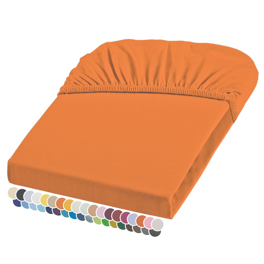 liebling Elasthan Spannbetttuch 200x200 bis 210-220 cm, mit Rundumgummizug, faltenfrei & atmungsaktiv, Matratzen bis 26 cm Höhe, orange