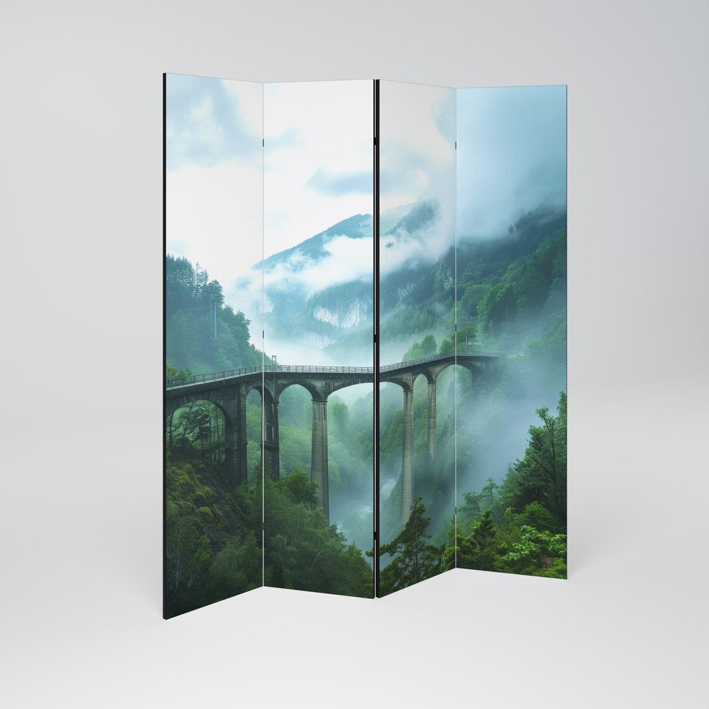 SpaceRebels Paravent Raumteiler - 4-teilig Raumtrenner, Druck 1-Seite - Raumtrenner - Trennwand Wohnung - Room Divider - Spanische Wand Deko Modern...