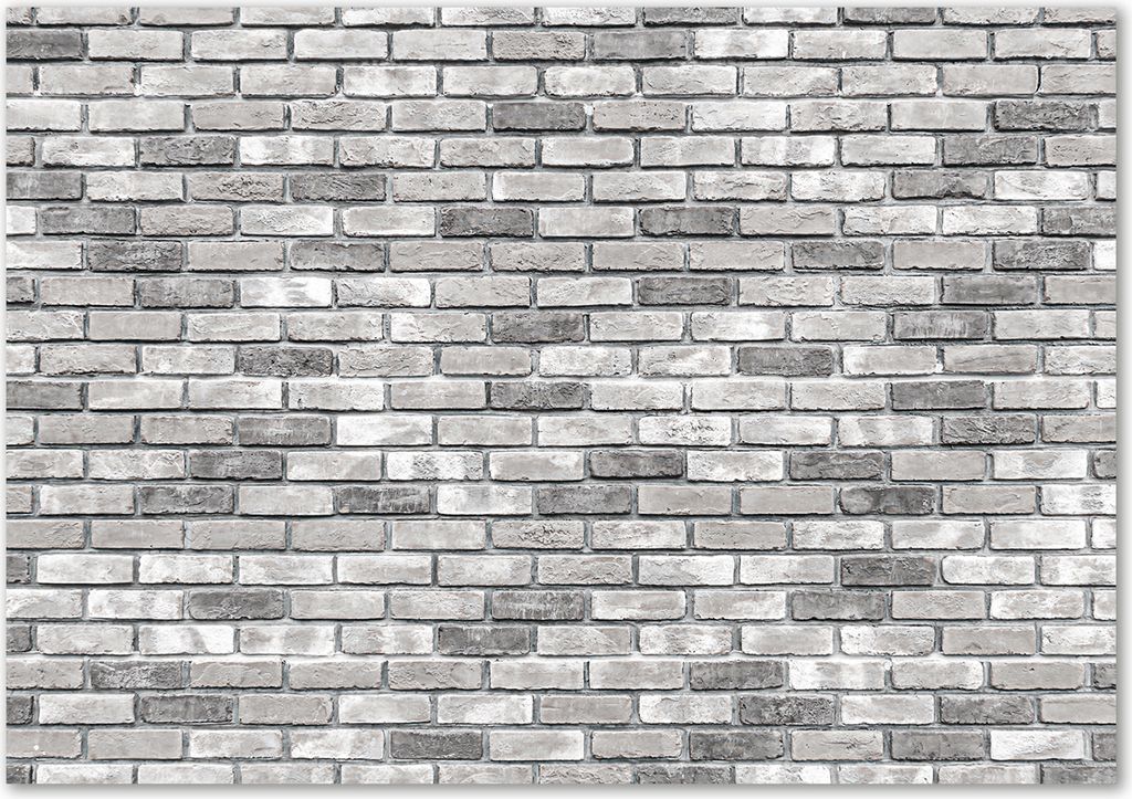 Tulup Glas-Bild - 100 x 70 - Wandbild aus Glas - Wandkunst - Wandbild hinter gehärtetem Sicherheitsglas - Sonstige - Mauer Ziegelsteine - Grau