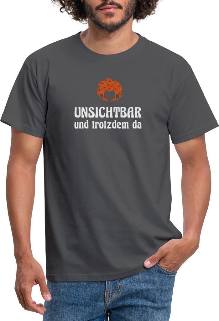 Spreadshirt Pumuckl Mit Spruch Unsichtbar Und Trotzdem Da Männer T-Shirt, S, Anthrazit