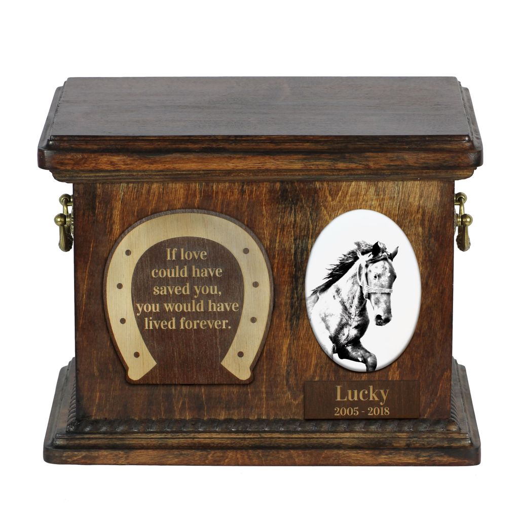 Mustang - Eine Urne für die Asche eines Pferdes, eine Urne für ein Pferd mit Foto, personalisierte Tierasche-Box von Art-Dog.